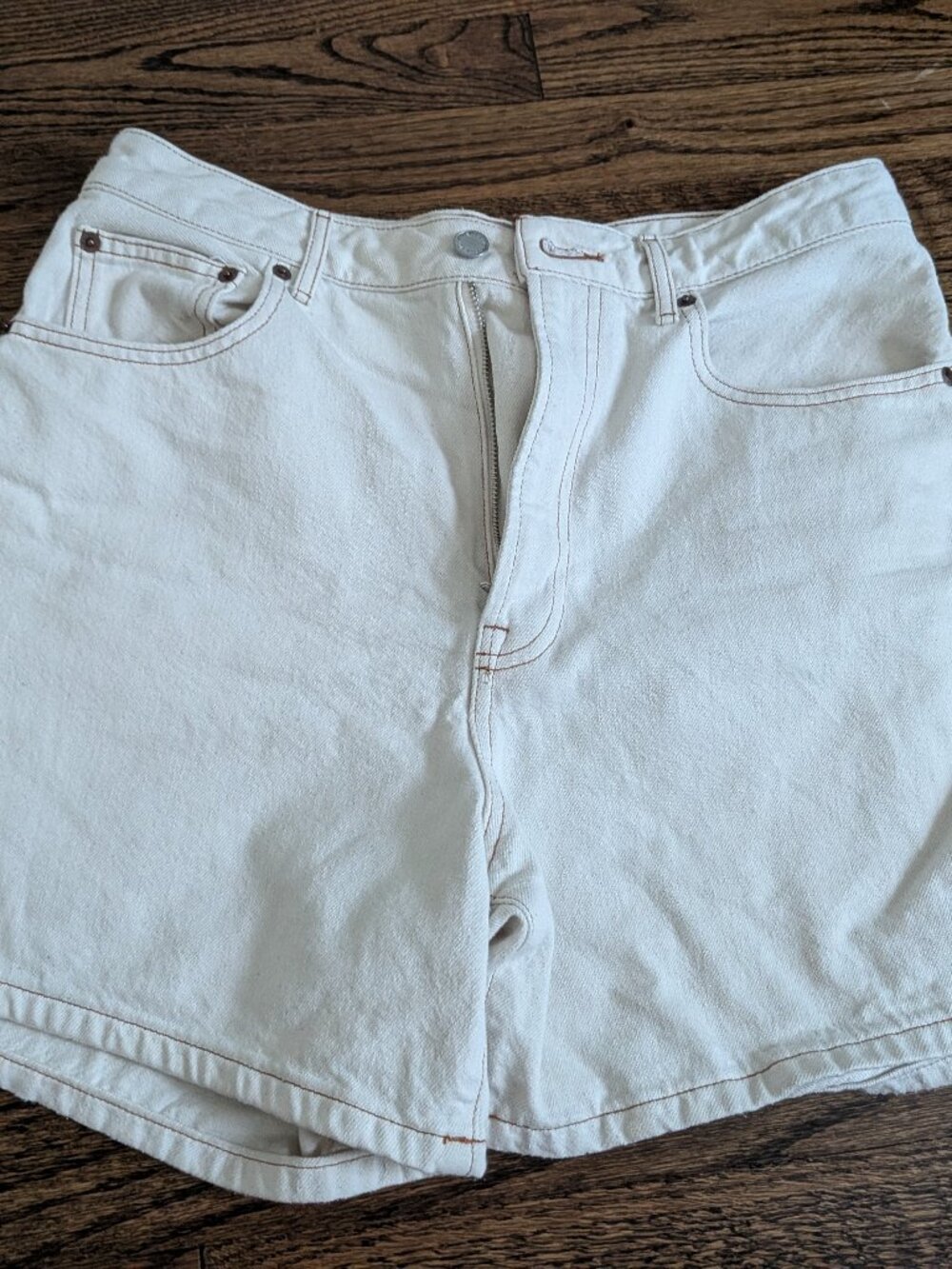 Everlane A-Line Denim Short in ecru